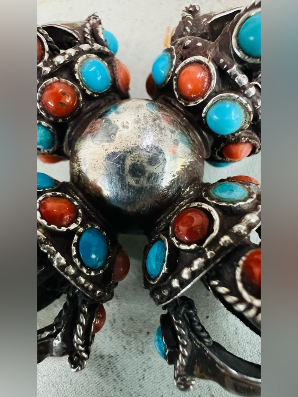 Vintage Vishwa Vajra Locket Sterling Silver with Gemstone Pendant - Picture 8 of 15
